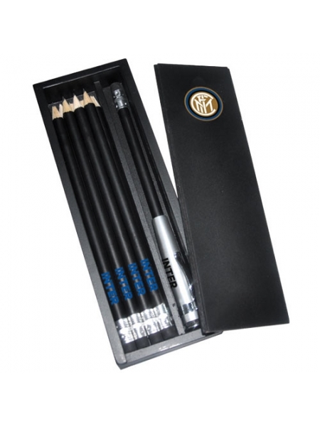 Set di matite e temperino con logo ufficiale Inter